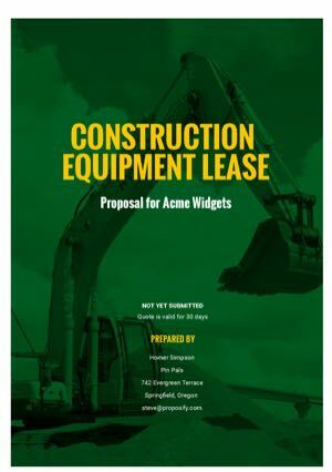 Construction equipment proposal template cover