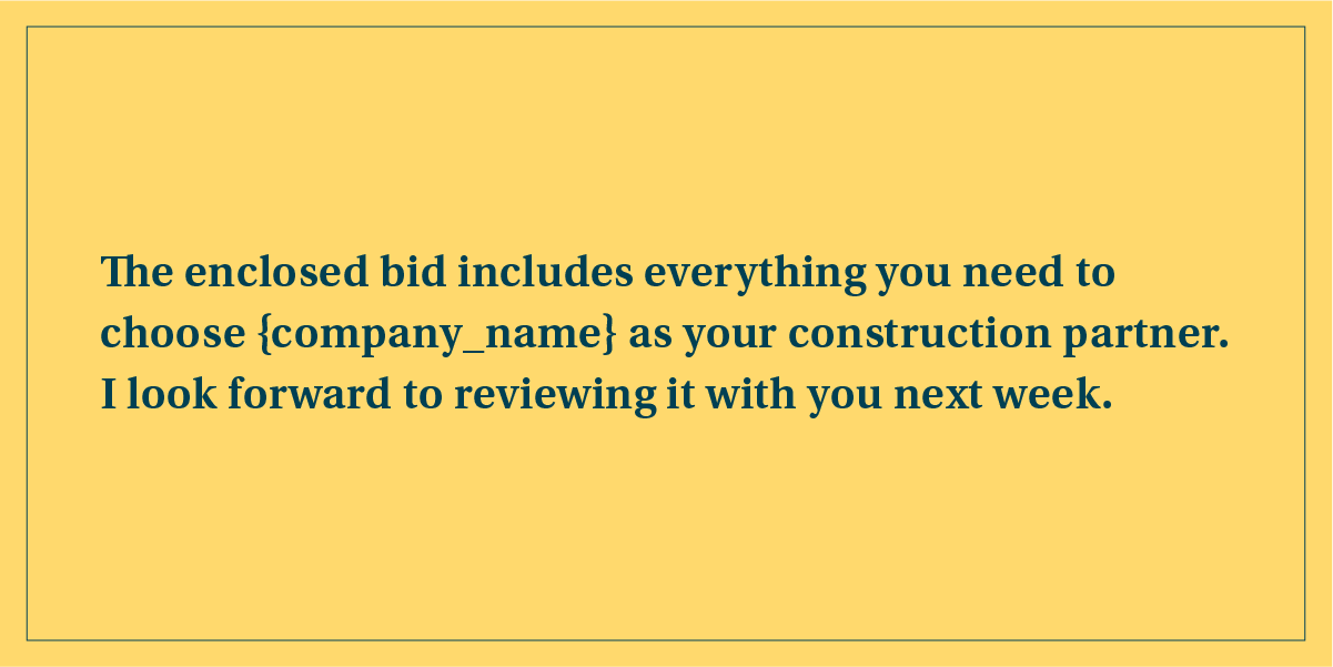 construction bid proposal cover letter example