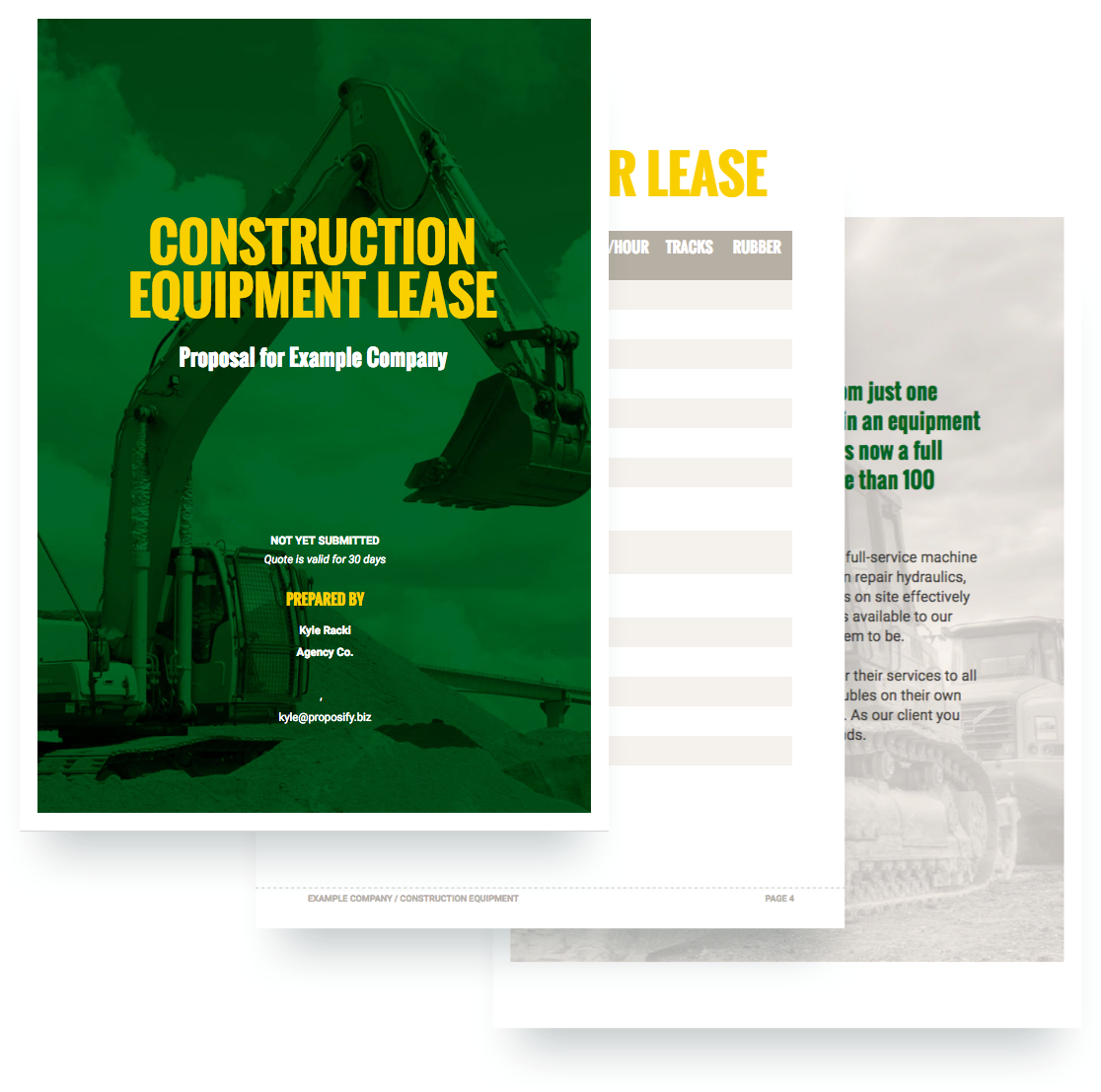 free construction equipment proposal template