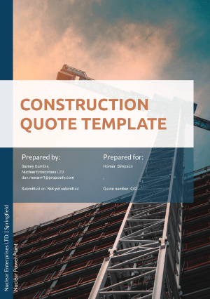 Construction quote template cover