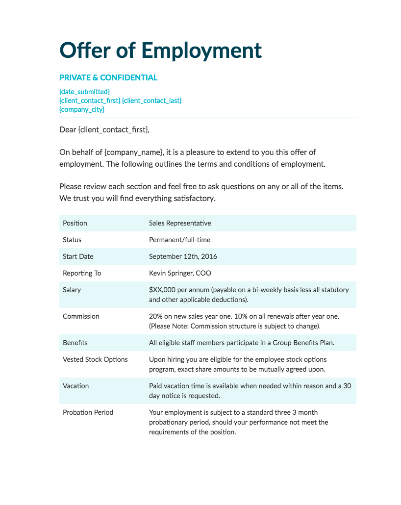 free employment contract template