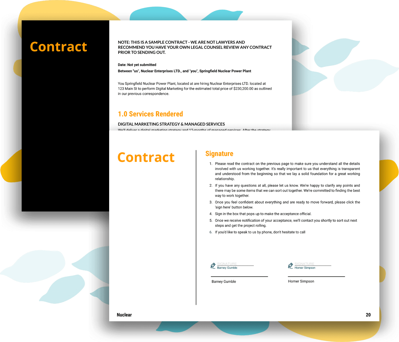 Digital marketing proposal template contract sign off