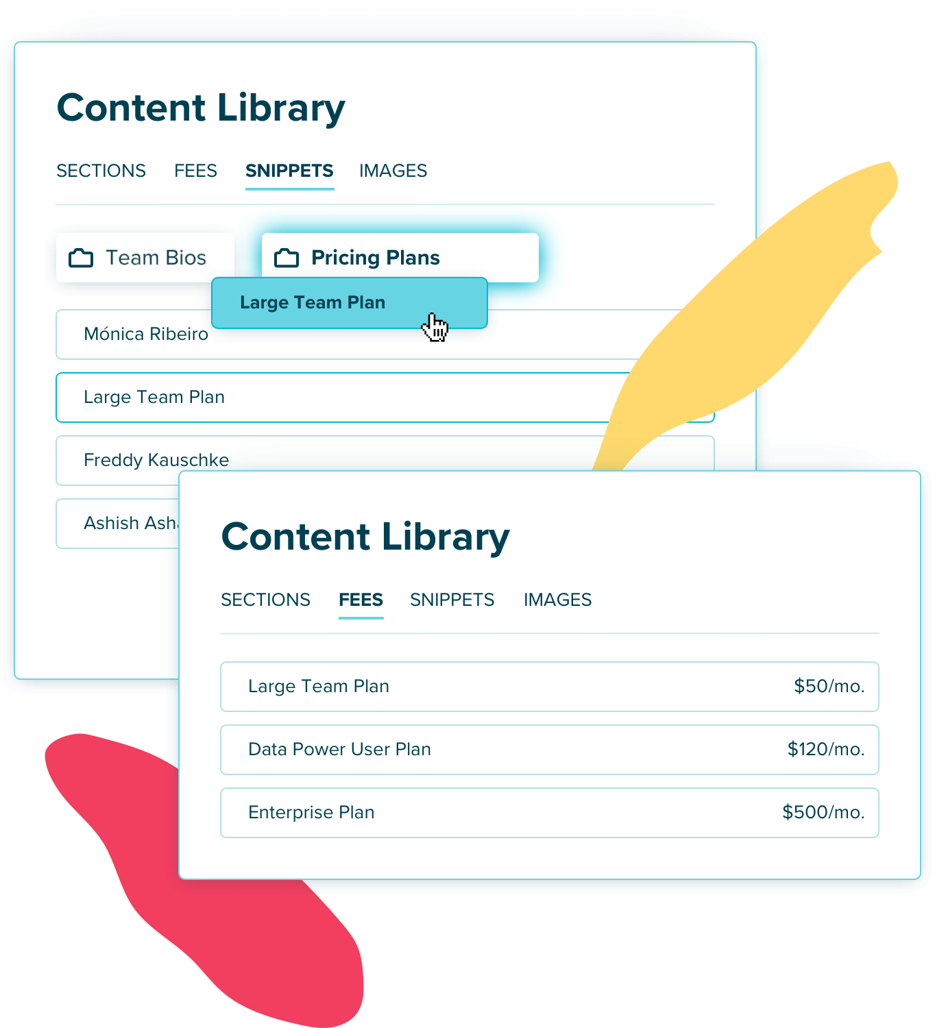 keep proposal content in a content library