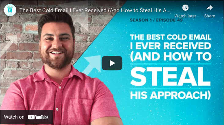 Kyle Racki smiling beside the title "The Best Cold Email I Ever Received (And How to Steal His Approach).